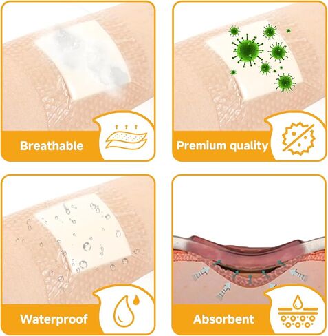 ضمادة إسفنجية من السيليكون مع لاصق حدودي، ضمادات معقمة للجروح، تضميد العناية بالجروح، ضمادات كبيرة مقاومة للماء، العناية بالجروح ذاتية اللصق والضمادات (3 × 3 بوصة (عبوة من 10)) in Kuwait