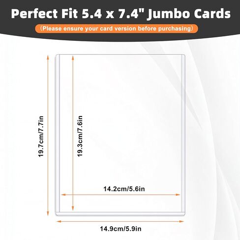 Ndsox 12 حزمة من أكمام البطاقات الكبيرة مقاس 5.4 بوصة × 7.4 بوصة مقاس L، أكمام بطاقات كبيرة الحجم من البلاستيك الصلب الشفاف، واقيات طباعة صلبة تحميل علوي لبطاقات التداول الكبيرة، والبطاقات الرياضية، والصور، والبطاقات البريدية in Kuwait