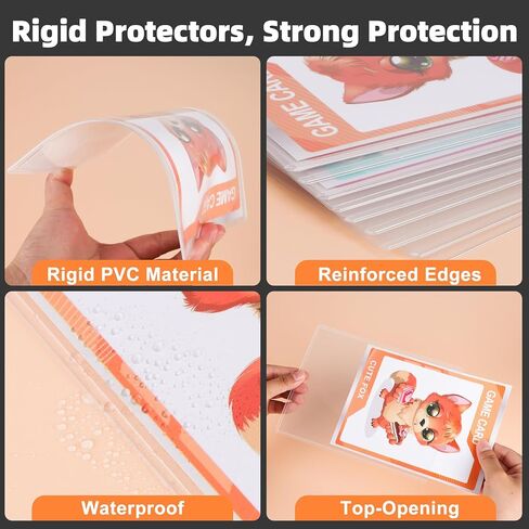 Ndsox 12 حزمة من أكمام البطاقات الكبيرة مقاس 5.4 بوصة × 7.4 بوصة مقاس L، أكمام بطاقات كبيرة الحجم من البلاستيك الصلب الشفاف، واقيات طباعة صلبة تحميل علوي لبطاقات التداول الكبيرة، والبطاقات الرياضية، والصور، والبطاقات البريدية in Kuwait