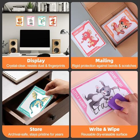 Ndsox 12 حزمة من أكمام البطاقات الكبيرة مقاس 5.4 بوصة × 7.4 بوصة مقاس L، أكمام بطاقات كبيرة الحجم من البلاستيك الصلب الشفاف، واقيات طباعة صلبة تحميل علوي لبطاقات التداول الكبيرة، والبطاقات الرياضية، والصور، والبطاقات البريدية in Kuwait