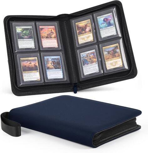 Zippered Toploader Binder, 4-Pocket Card Binder for 3x4" Rigid Top Loaders, Holds 128 Toploaders, Premium Diamond PU Leather Trading Card Album for TCG, Sports Cards, Collectible Card Storage in Saudi Arabia