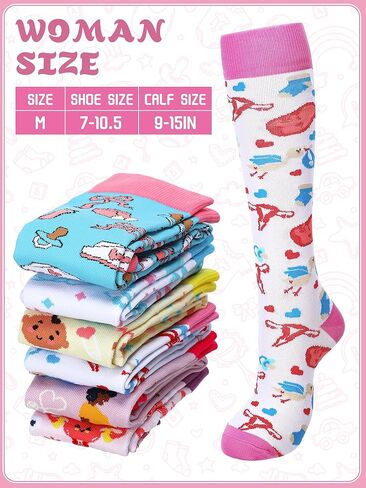 6 Pairs Labor and Delivery Nurse Compression Socks 20-30 Mmhg Circulation Support Novelty Labor and Delivery Socks for Obgyn Doctor Nicu Nurse Obstetrical Pregnant L and D Midwife Gift in Saudi Arabia