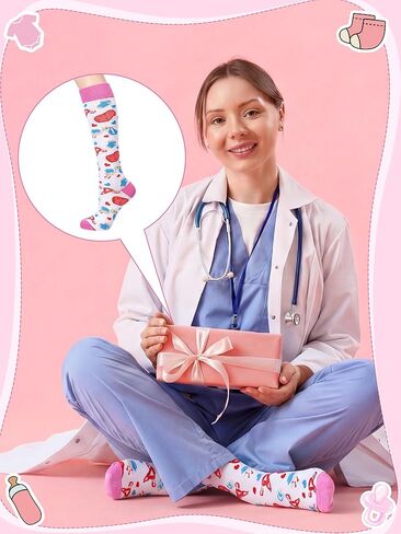 6 Pairs Labor and Delivery Nurse Compression Socks 20-30 Mmhg Circulation Support Novelty Labor and Delivery Socks for Obgyn Doctor Nicu Nurse Obstetrical Pregnant L and D Midwife Gift in Saudi Arabia