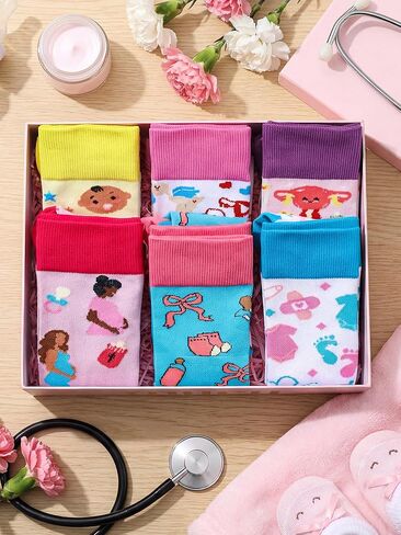 6 Pairs Labor and Delivery Nurse Compression Socks 20-30 Mmhg Circulation Support Novelty Labor and Delivery Socks for Obgyn Doctor Nicu Nurse Obstetrical Pregnant L and D Midwife Gift in Saudi Arabia
