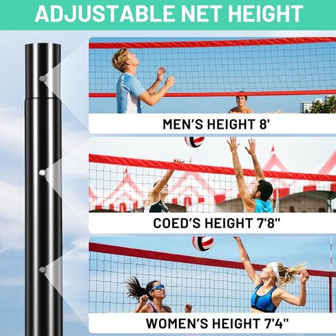 Portable Volleyball Net Set, 32FT Outdoor Volleyball Net for Backyard & Beach, Adjustable Height Volleyball Net with Anti-Sag Winch, Complete Volleyball Set with Ball & Accessories in Saudi Arabia