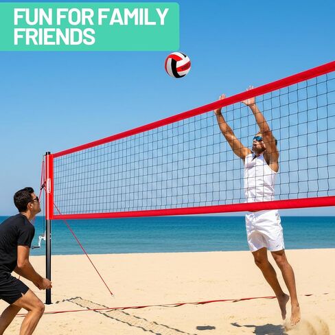 Portable Volleyball Net Set, 32FT Outdoor Volleyball Net for Backyard & Beach, Adjustable Height Volleyball Net with Anti-Sag Winch, Complete Volleyball Set with Ball & Accessories in Saudi Arabia