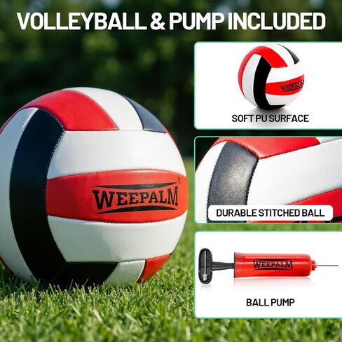 Portable Volleyball Net Set, 32FT Outdoor Volleyball Net for Backyard & Beach, Adjustable Height Volleyball Net with Anti-Sag Winch, Complete Volleyball Set with Ball & Accessories in Saudi Arabia