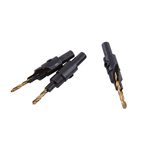 5PCS HSS Countersink Drill Bit Set 1/4 Inch Round Shank Chamfering Tool for Woodworking Deburring Chamfer Counter Sink Bits Kit in Saudi Arabia