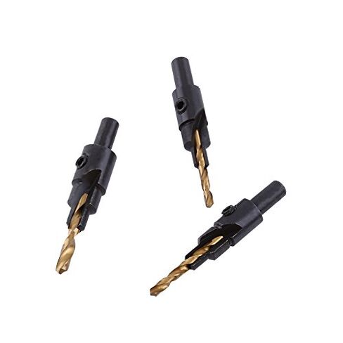 5PCS HSS Countersink Drill Bit Set 1/4 Inch Round Shank Chamfering Tool for Woodworking Deburring Chamfer Counter Sink Bits Kit in Saudi Arabia