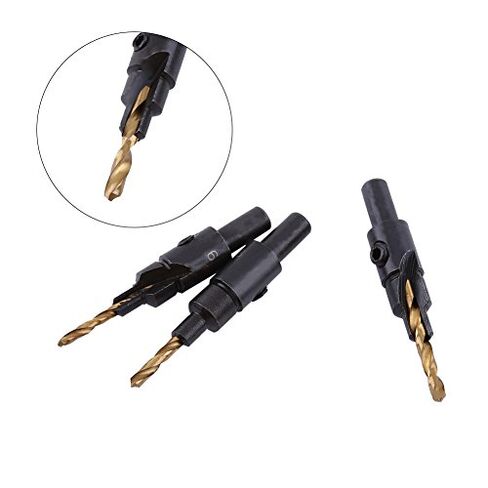 5PCS HSS Countersink Drill Bit Set 1/4 Inch Round Shank Chamfering Tool for Woodworking Deburring Chamfer Counter Sink Bits Kit in Saudi Arabia