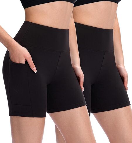 OVESPORT 2 قطعة شورت لراكبي الدراجات النارية للنساء عالي الخصر لليوجا والجري وصالة الألعاب الرياضية in Kuwait