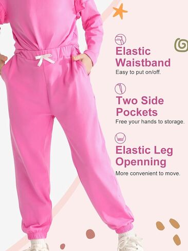 بدلة رياضية للفتيات من Valcatch مكونة من قطعتين سويت شيرت لطيف مكشكش وسراويل رياضية للأطفال طقم رياضي للركض ملابس الخريف والشتاء in Kuwait