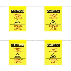 Fanfanwin 4 Pack Restroom Closed for Cleaning Sign English and Spanish Yellow Safety Hanging Sign with 27.56-51.18 Inch Telescopic Pole for Office Restroom Hotel Restaurant School Hospital in Kuwait