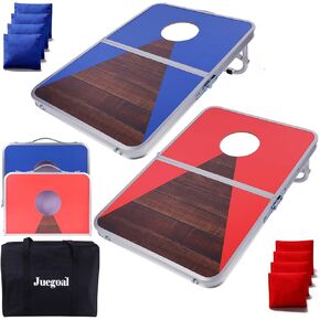 Juegoal Portable Cornhole Board Set for Kids Teens & Adults, 24x16 Inch Foldable Corn Hole Games with Bean Bags & Carry Bag, Lightweight Aluminum Alloy Travel Size Cornhole Set for Outdoor Games Beach in Kuwait