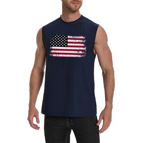 قمصان رجالية بدون أكمام وطنية بدون أكمام من القماش الرياضي التقني، قمصان رياضية مطبوعة عليها العلم الأمريكي in Kuwait