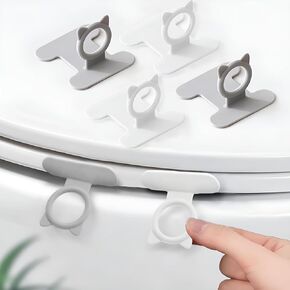 Toilet Seat Lifter, 4 Pcs Cute Silicone Toilets Lid Lifter, Toilet Handle Tabs Can Avoid Touching the Toilets, Toilet Accessories Tool for Home Bathroom, Office, Hotel (White, Gray) in Saudi Arabia