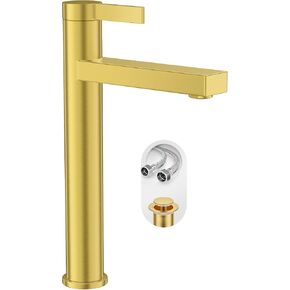 Phiestina أسود مطفي بفتحة واحدة، صنبور حوض حمام طويل القامة، فتحة واحدة بمقبض واحد فوق صنبور الحمام بالوعة العداد، تصريف منبثق، خط إمداد المياه، FH03-MB-V in Kuwait