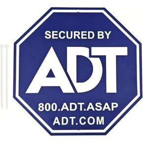 علامة أمان ADT، لافتات ADT من الألومنيوم بنسبة 100% للفناء، 10 × 10 بوصة، علامة تحذير للسلامة والتحذير متينة للاستخدام الخارجي والداخلي للمنزل والمكتب وحماية الملكية in Kuwait