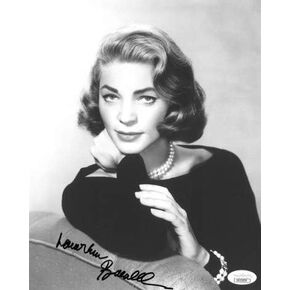 Athlon Sports CTBL-022859 8 × 10 بوصة. صورة لورين باكال موقعة بالأبيض والأسود، صورة ثلاثية الأبعاد JSA - في سترة in Kuwait