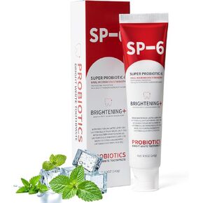 SP-6 Probiotic Whitening Toothpaste, SP-6 Probiotic Toothpaste, Enhanced Formula with 6 Probiotics for Teeth Whitening/Brightening, Enamel-Safe, Fluoride-Free, Fresh Mint Flavor, 4.9oz, 2Pack in Saudi Arabia