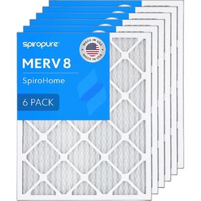 SpiroPure 17.5X21X1 MERV 8 مرشحات الهواء الحرارية الأرضية - صنع في الولايات المتحدة الأمريكية (6 عبوات) in Kuwait