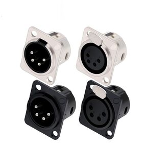 10Pcs/lot 4Pin XLR Male/Female Panel Mount XLR Plug Jack Socket Microphone MIC Cable Terminal XLR Chassis Wire Connector(C1032x10) in Saudi Arabia