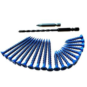 20-Pack Blue Concrete Screws Kit with Drill Bit & Driver, 3/16-in x 1-1/4-in & 2-1/4-in Flat Head Masonry Screws for Brick, Block, Concrete (20, Blue, 3/16" x1-1/4 and 3/16" x2-1/4) in Kuwait