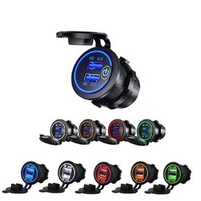 USB 3.0 موصل شحن سريع 12 فولت إلى 5 فولت 12-24 فولت محول مقبس مزدوج منفذ ضوء الطاقة مع LED 1 قطعة (أخضر) in Kuwait