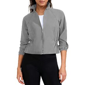 Workout Jackets for Women Lightweight Running Jackets Full Zip Yoga Athletic Clothes Slim Fit with Pockets in Kuwait