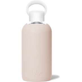 bkr - Little Smooth - Reusable Glass Water Bottle - 16oz - Fits in Cup Holder - Leakproof, Travel Friendly - BPA Free, Dishwasher Safe - Removable Silicone Sleeve & Carrying Loop in Saudi Arabia