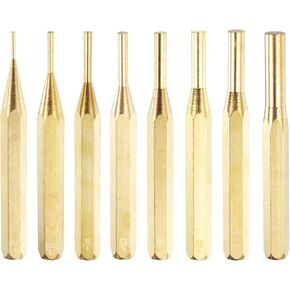 HARFINGTON 8pcs Brass Punch Set 1/16" 3/32" 1/8" 5/32" 3/16" 7/32" 1/4" 5/16" Non-marring Drive Pin Punch Cylindrical Alignment Punches for Watch Repair Jewelry and Craft in Kuwait