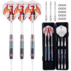 رأس سهام بلاستيكي 3 قطع، رأس ناعم 18 جرام، سهام إلكترونية + 6 قطع طيران + 6 قطع أعمدة، مواد نحاسية مع مجموعة كاملة من ملحقات رمي ​​السهام in Kuwait