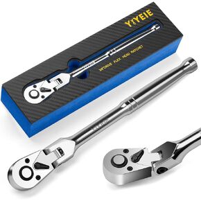 YIYEIE 3/8" سقاطة رأس مرنة للمحرك، سقاطة رأس دوارة 72 سنًا، سريعة الفك، فولاذ CR-V، مفتاح سقاطة مرن مع إسفنج EVA | بطول 10 بوصات in Kuwait