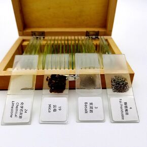 24pcs/Set Geology Microscope Prepared Slides Mineral Thin Section Slides in Kuwait