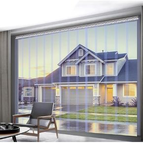 Industrial PVC Strip Door Curtain Kit - Clear Vinyl Insulated Curtains for Doorways, Warehouses & Garages, Complete with Hardware (W165xH220cm/64.96x86.61in) in Kuwait