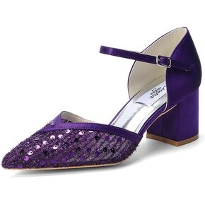 وأشار اصبع القدم سيدة كعب سميك الترتر شرابات الدانتيل أحذية الزفاف الطرف in Kuwait