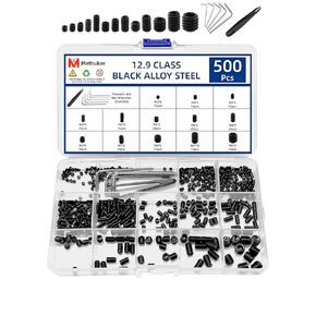مجموعة متنوعة من البراغي المكونة من 500 قطعة، M3 M4 M5 M6 M8 Allen Hex المقبس، براغي رأس مقبس سداسي، لمسة نهائية سوداء من سبائك الصلب، لتركيبات الحمام، والأثاث، والأعمال اليدوية والإصلاح (5 مفاتيح ربط، 1 ملقط) in Kuwait
