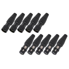 10Pcs/lot 3 Pin XLR Plug Jack Male/Female 3 Pole XLR Socket Microphone MIC Cable Wire Connector Black Color(10xF 3P) in Kuwait