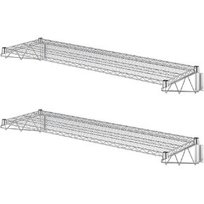 رف تثبيت على الحائط بسلك تجاري من الكروم مكون من قطعتين، رف عائم مثبت على الحائط مقاس 18 بوصة × 60 بوصة بوزن 360 رطل، رفوف ثابتة للمطبخ، وغرف المخزون، والمنزل، والفندق، والمكتب، وNSF in Kuwait
