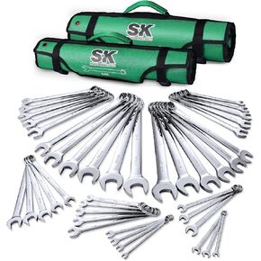 SK Combination Wrench Set, SAE 1/4" to 1-1/4", Metric 6 to 32mm, 42-Piece, SuperKrome Finish, Premium CR-V Construction, with Rolling Pouch in Kuwait