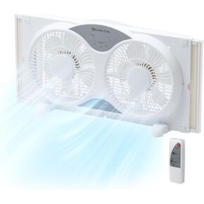 Comfort Zone Twin Window Fan with Remote Control, Removable Cover, Reversible, 9 inch, 3 Speed, 3 Function, Expandable, Exhaust, Airflow 8.40 ft/sec, Ideal for Home, Kitchen, Bedroom & Office, CZ310R in Kuwait