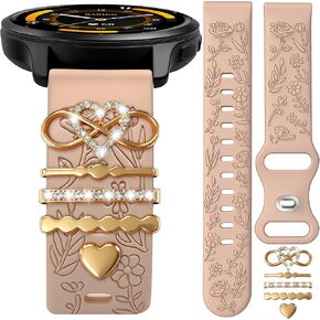 سوار من السيليكون متوافق مع Garmin Venu 4 41mm/Venu 3S/Vivoactive 4S/Venu 2S، حزام بديل 18 مم لـ Vivomove 3S/Forerunner 255S/265S مع إكسسوارات زخرفية للسيدات in Kuwait