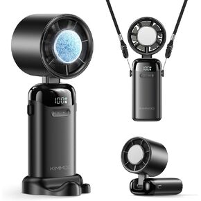 KIMMOO Handheld Portable Turbo Fan with Ice Cooler, Powerful 21000 RPM, Speed (1-199), Up to 14Hrs Cooling, Rechargeable Personal Fan, Small Pocket Hand Fans for Travel/Outdoor/Home/Office (Black) in Kuwait