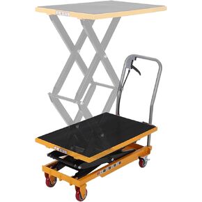 Garvee Hydraulic Lift Table Cart,330lbs Capacity 50" Lifting Height Hydraulic Table Cart with Non-Slip Pad, 4 Wheels & Reflective Strips,for Material Handling & Transportation in Kuwait