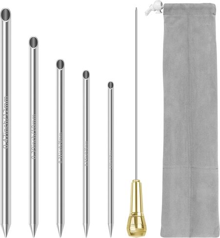 Rope Splicing Tool Kit, 5 Sizes (1/4", 5/16", 3/8", 7/16", 1/2") Stainless Steel Splicing FIDs with Brass Handle, Push Rod & Storage Pouch, for Marine and Rope Work in Saudi Arabia