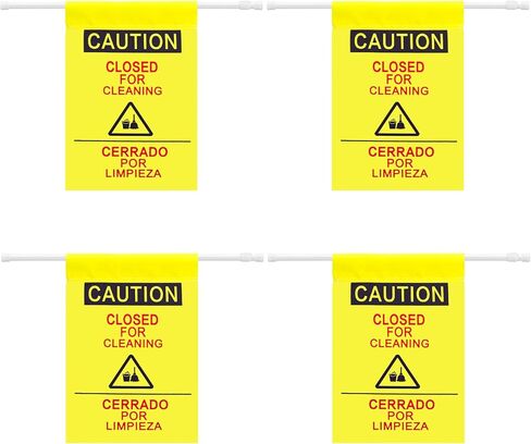 Fanfanwin 4 Pack Restroom Closed for Cleaning Sign English and Spanish Yellow Safety Hanging Sign with 27.56-51.18 Inch Telescopic Pole for Office Restroom Hotel Restaurant School Hospital in Saudi Arabia