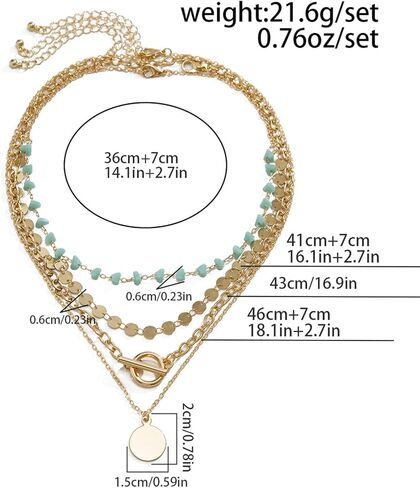 Boho Necklaces for Women Layered Sequin Beaded Choker Necklace Western Jewelry Boho Jewelry for Women Western Necklaces in Saudi Arabia