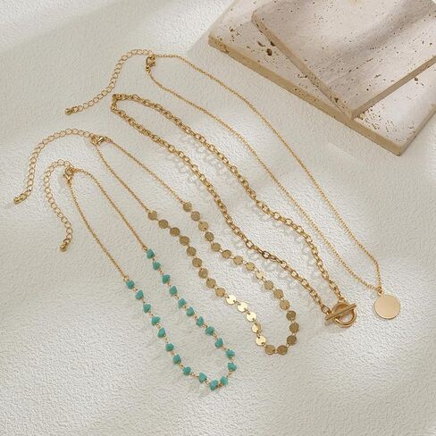 Boho Necklaces for Women Layered Sequin Beaded Choker Necklace Western Jewelry Boho Jewelry for Women Western Necklaces in Saudi Arabia