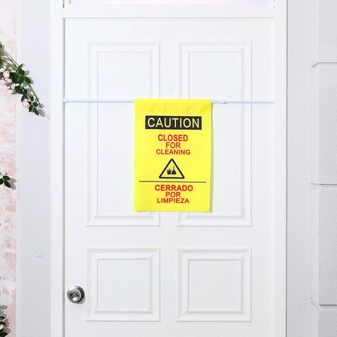 Fanfanwin 4 Pack Restroom Closed for Cleaning Sign English and Spanish Yellow Safety Hanging Sign with 27.56-51.18 Inch Telescopic Pole for Office Restroom Hotel Restaurant School Hospital in Saudi Arabia
