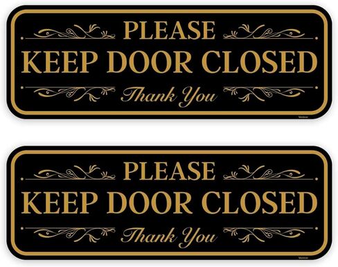 2PC Keep Door Closed At All Times Sign, 10 x 3.5 Inches - Aluminum - Strong Self-Adhesive - Please Close Door Sign in Saudi Arabia